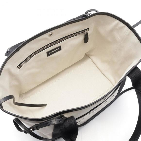 BALENCIAGA Medium Tote Bag Canvas Leather Ivory Black - Picture 4 of 5
